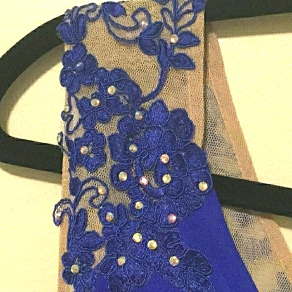 Xscape Embellished One shoulder Mesh Mermaid Gown - Picture 3 of 8